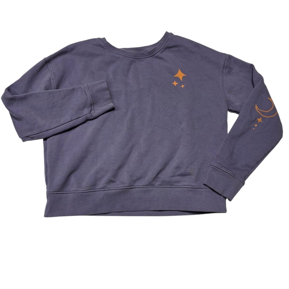 Pact Sweatshirt Womens Medium Purple Moon Stars Organic Cotton Pullover